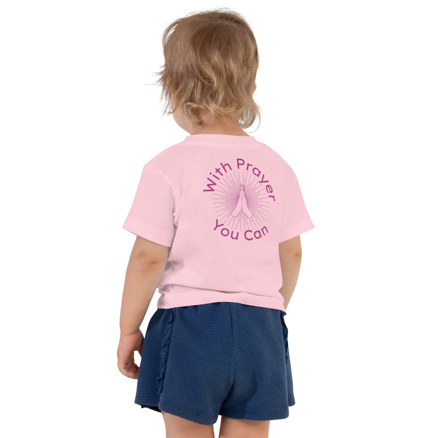 With Prayer you Can Toddler Short Sleeve Tshirt in Pink & Purple