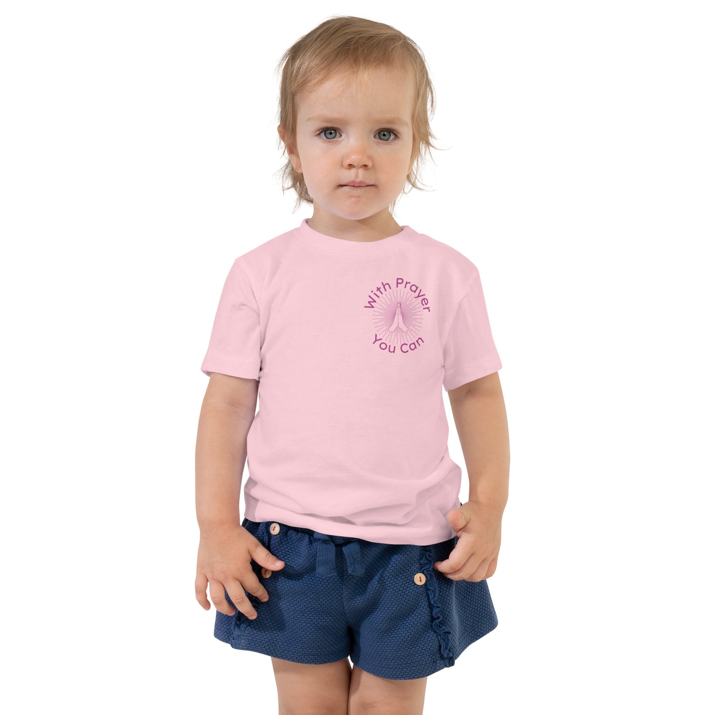 With Prayer you Can Toddler Short Sleeve Tshirt in Pink & Purple