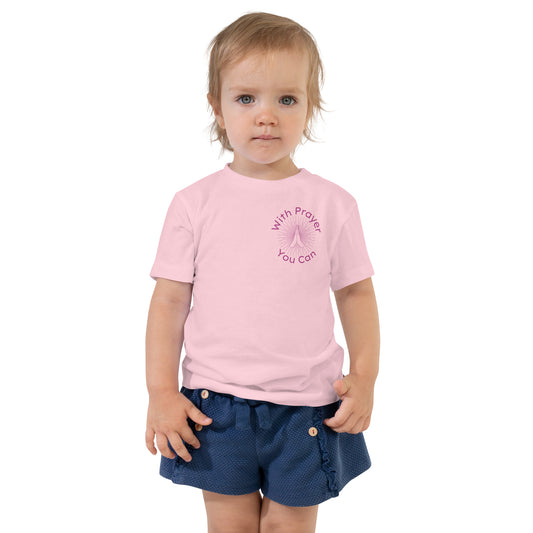 With Prayer you Can Toddler Short Sleeve Tshirt in Pink & Purple